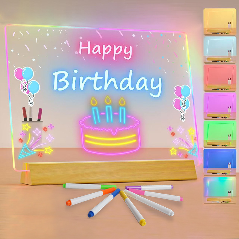 7-Color Touch Glowing Message Board Anti-Scratch DIY Handwriting Colorful Painting LED Acrylic Writing Board Night Light