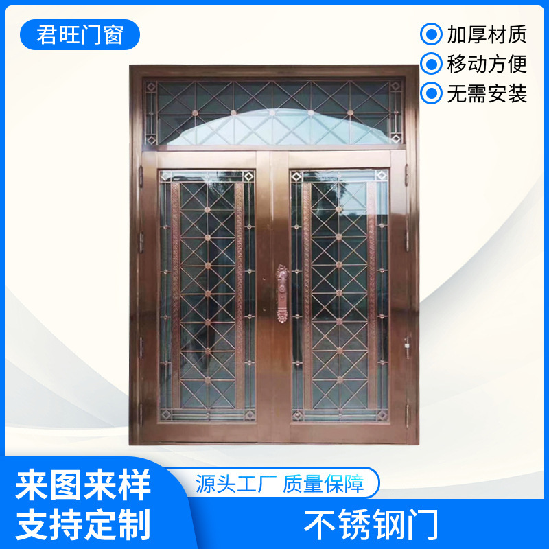 Wholesale flat door stainless steel entrance door thickened steel door Double open balcony home self-built house door stainless steel door