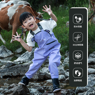 Children's Waterproof Wading Pants for Beach Activities, Kindergarten Sand Play Suit, One-Piece Rain Boots and Pants for Catching Fish