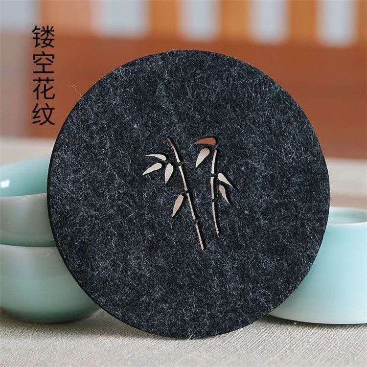 毛毡杯垫圆形方形镂空养生壶垫吸水隔热防滑垫创意如意纹毛毡壶垫|undefined