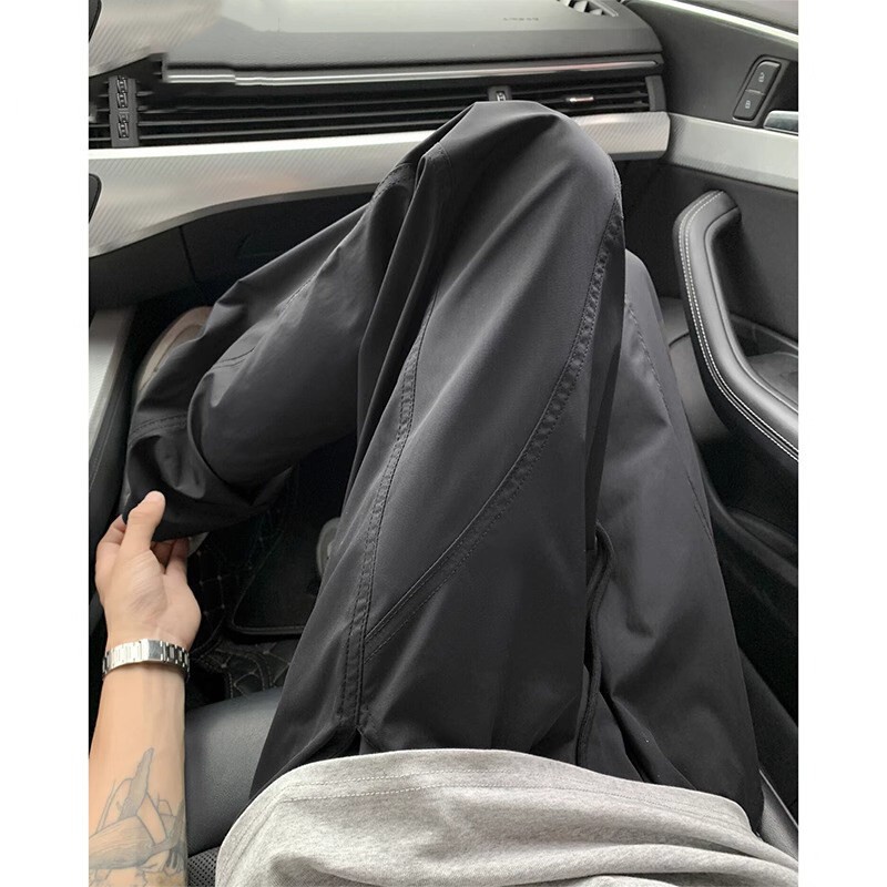 Outdoor hiking pants, triple-protection fleece-lined men's autumn and winter basic straight-cut slim-fit patchwork pants