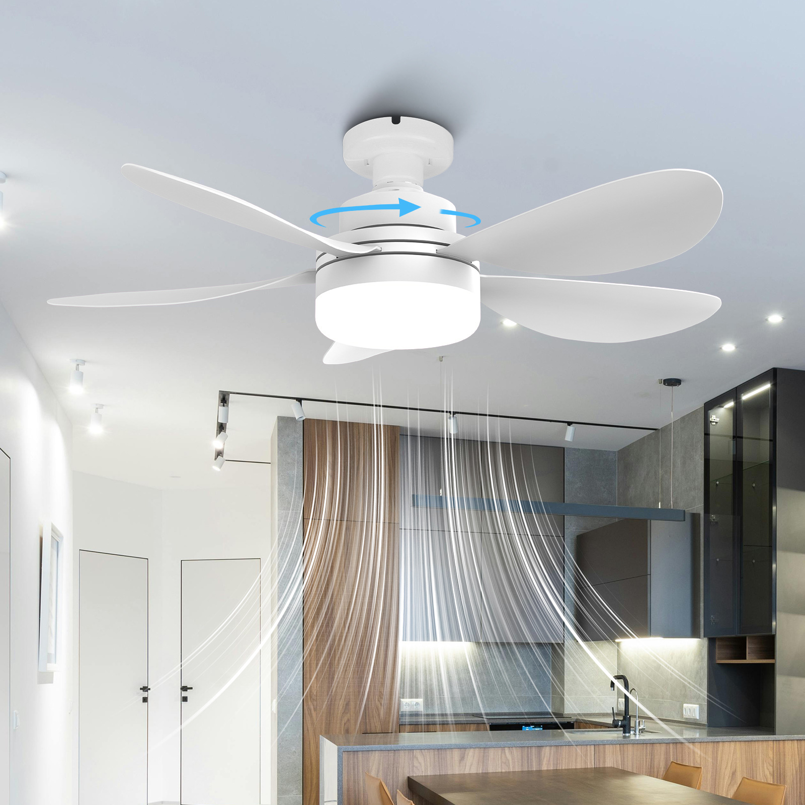 Transfronterizo E27 ventilador de cinco hojas lámpara de ventilador de tornillo lámpara de ahorro de energía LED desmontable gran viento fábrica silenciosa al por mayor