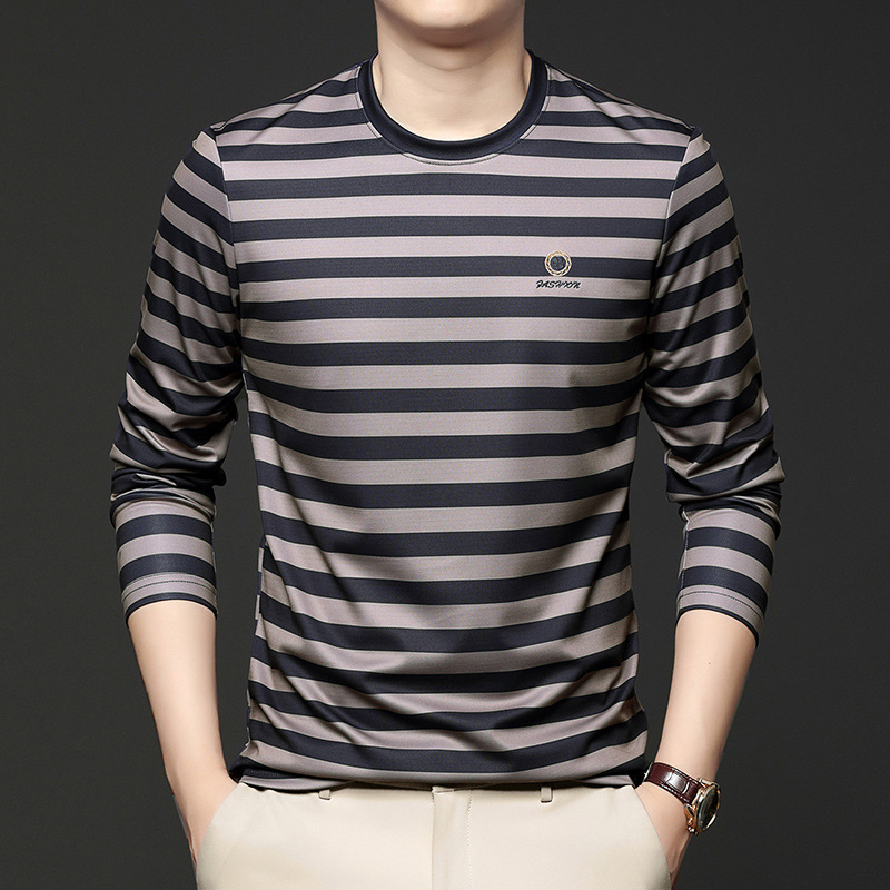 2025 Spring Men's Long Sleeve Sweatshirt Fashion Trend Autumn New Round Neck Versatile Short Sleeve Sweatshirt Base Shirt