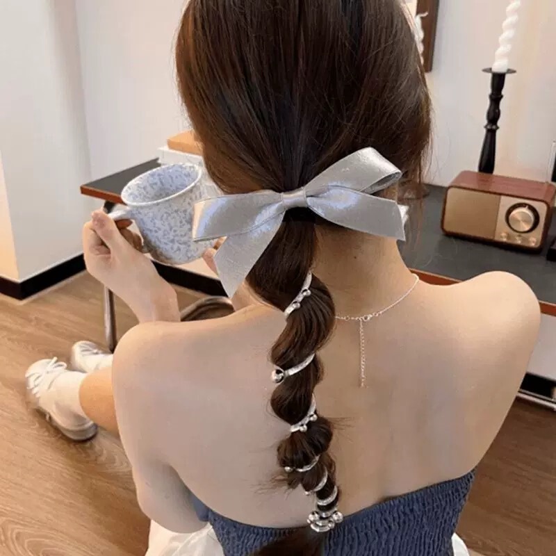 クロスボーダー編み込み電話コードヘアゴムパールストレート編み込みツール女性のハイポニーテールバブル編み込みヘアロープヘアアクセサリー|undefined