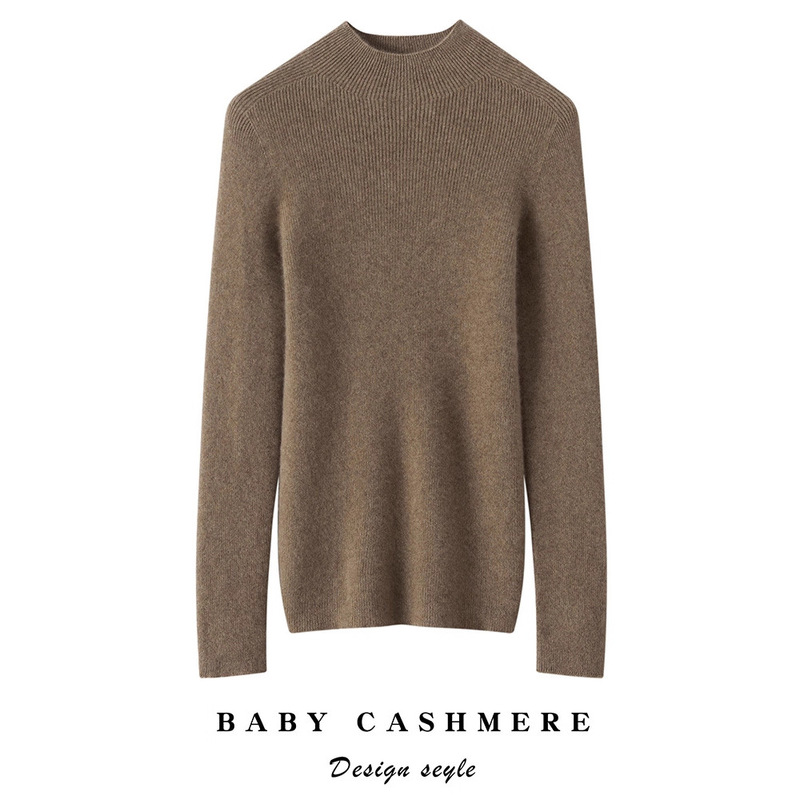 Factory Wholesale Classy Consinee Yarn Pure Cashmere Sweater Women's Half Turtleneck First-Line Ready-To-Wear Knitted Sweater