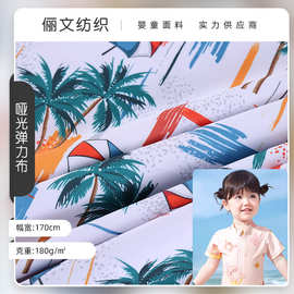 厂家直销哑光弹力泳衣布数码印冰丝凉感海岛印花防蚊裤野餐垫面料