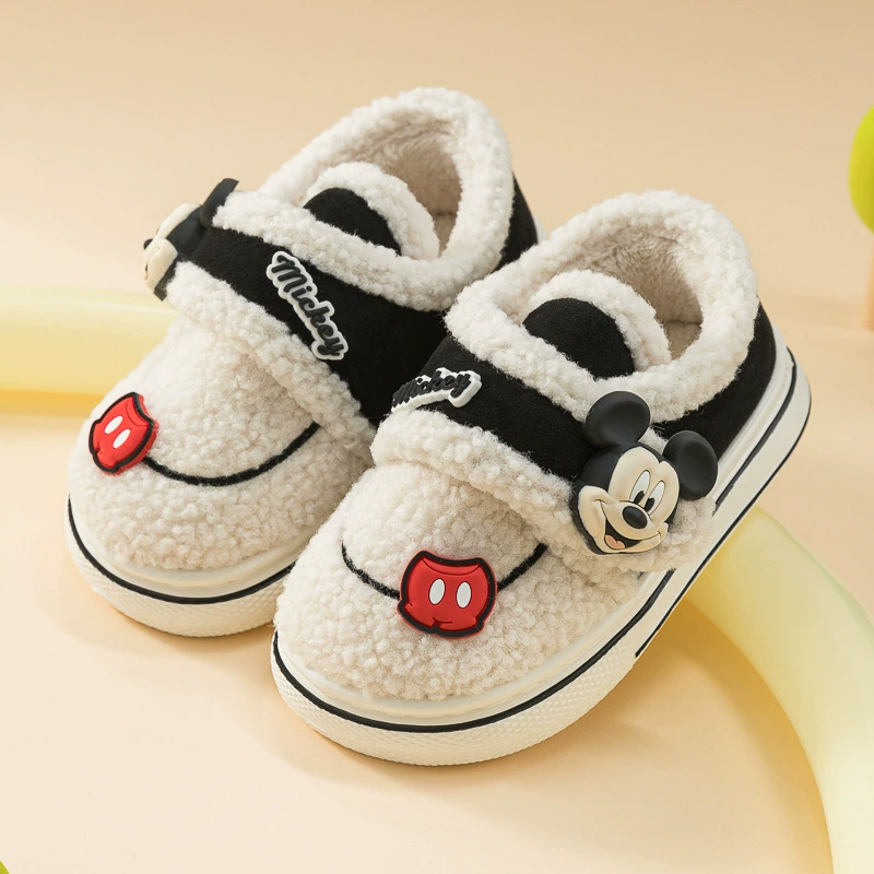 2024 новый мультфильм Микки родил и ребенок сумка и хлопчатобумажные тапочки для девочек носить дома тепло и нескользкая мужская и женская хлопчатобумажная обувь для девочек