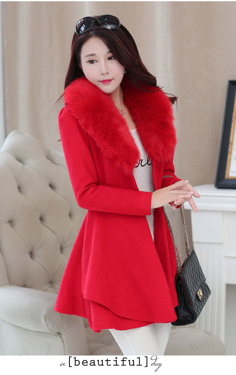 Специальное трансграничное шерстяное Женское пальто на осень-зиму 2021 года Пальто с меховым воротником Amazon eBay Корейская облегающая куртка