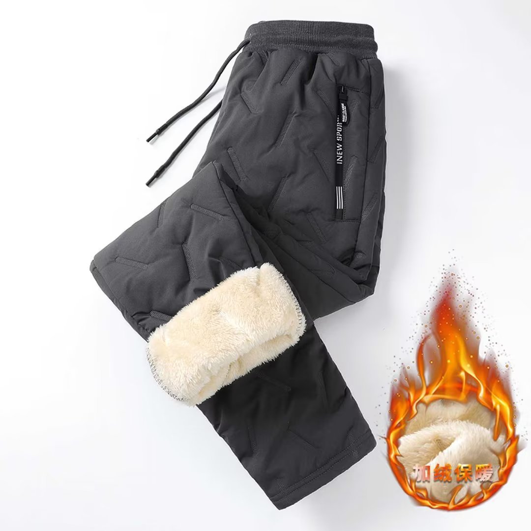 Men's 2025 fleece-lined winter snow pants, plus size, jogger pants, windproof and warm.