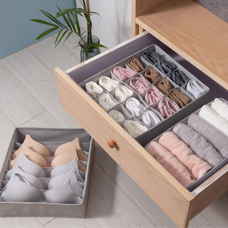 Morandi Underwear Storage Box Fabric Household Drawer-Style Organizer for Underwear, Bras, and Socks 3-in-1 Storage Box