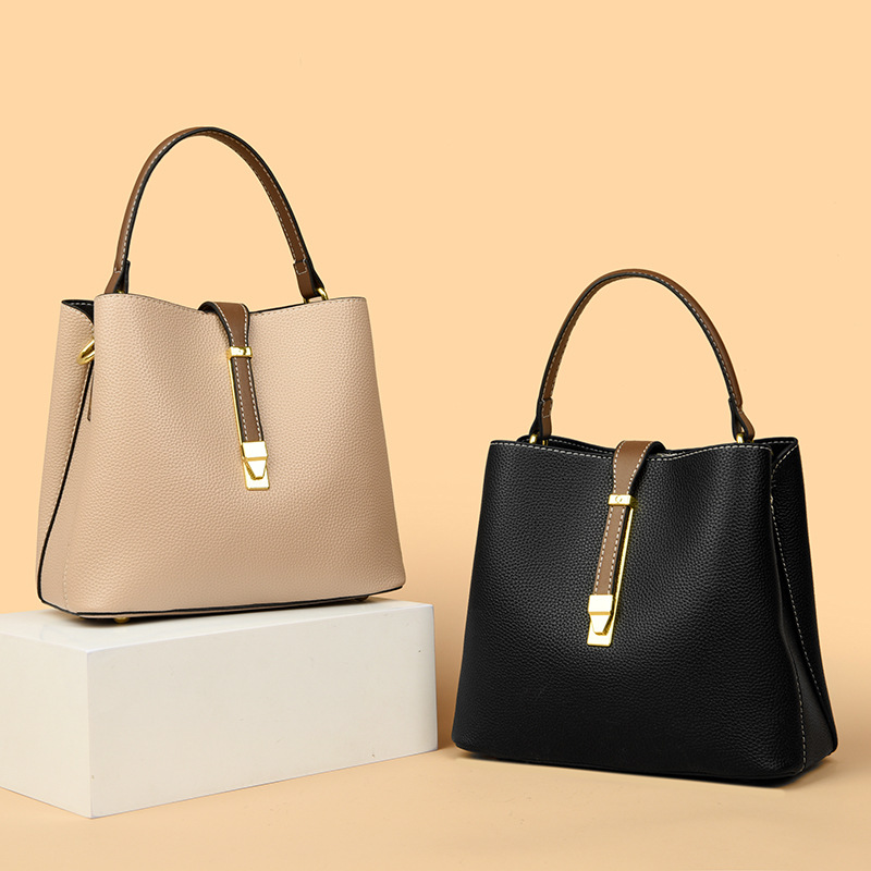 Live-Streaming minimalistisches Modedesign Eimer weiches Leder große Kapazität einzelne Schulter tragen Crossbody Mama Tasche_voghion.com