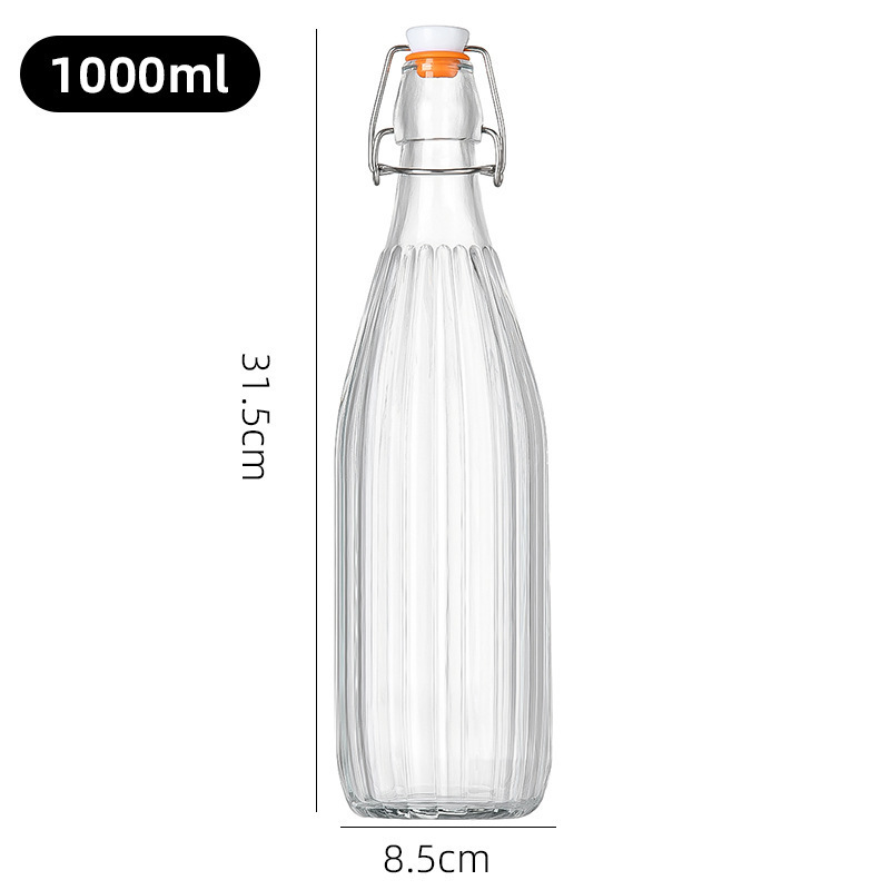 Botella de bebida de vino de fruta transparente botella de enzima de sellado botella de leche botella de jugo botella de aceite doméstica botella de vidrio de sellado de presión