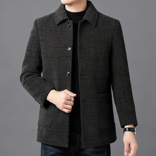 Abrigo de Cachemira de doble cara de alta gama abrigo de invierno de los hombres de mediana edad y ancianos abrigo casual abrigo de lana de los hombres