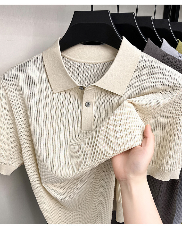 Men's High End Modal Breathable Cooling Collar Polo Shirt New Summer Short Sleeve Knitted T-Shirt Comfortable Fashion Top_viptrois.com