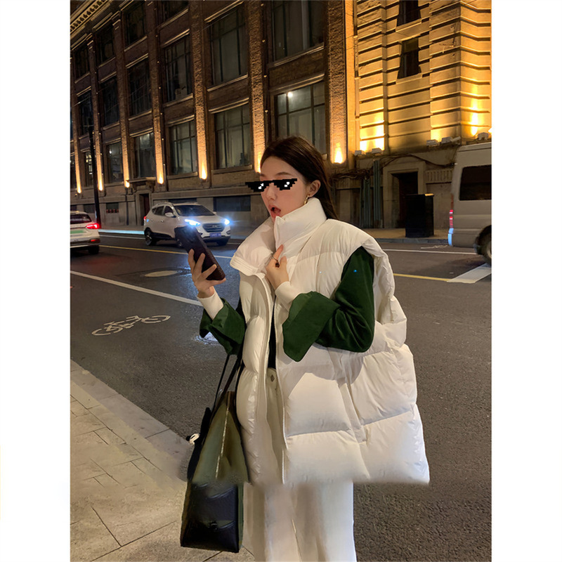 Ouyang Stand Collar down Vest Jacket for Women, New Winter Thickened Outerwear for Petite Sizes, Warm down Coat