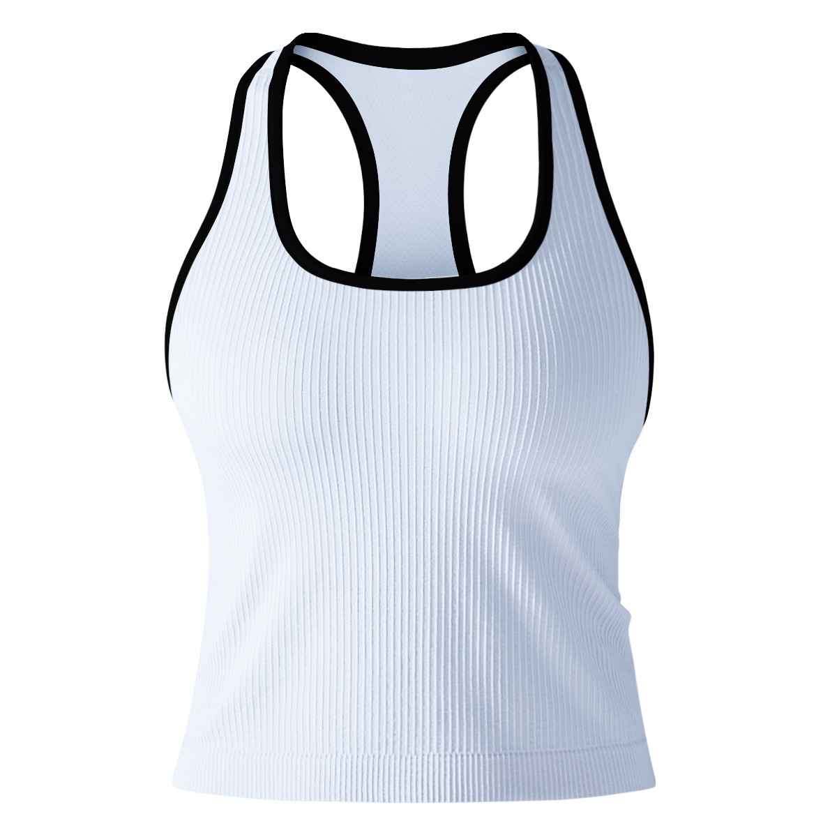 Chaleco largo ajustado ajustado con hilo de color sólido europeo y americano transfronterizo, deportes, correr, fitness, ropa de yoga, top femenino image 7