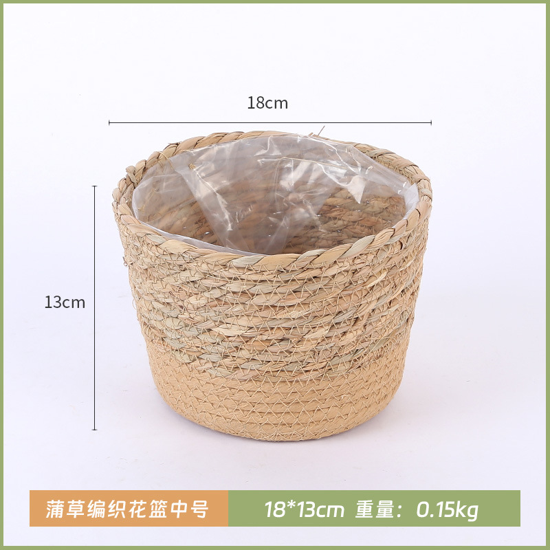 Cesta de tejido de paja explosiva, cesta de tejido de caña simple, cesta de tejido de caña verde interior, oso cub, cub