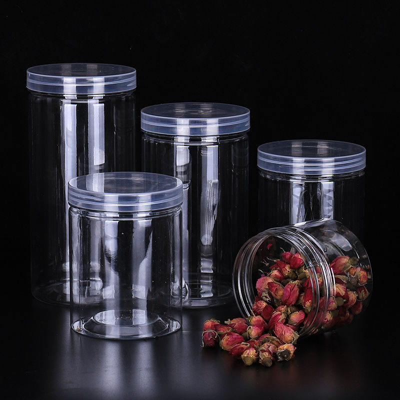 Wide mouth bottle transparent Plastic containers Cans Coarse Cereals Storage bottle Packaging box Dry Fruits Tea Seal the jar