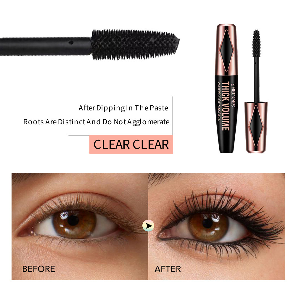 SHEDOES transfronterizo Europa y América impermeable fácil de quitar el maquillaje, anti-transpiración, no se despoja, no se despoja de maquillaje, fibra de rollo largo, máscara densa