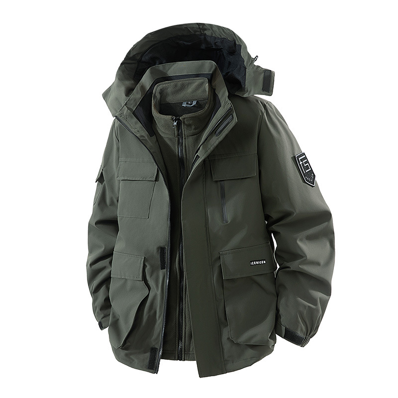 Trajes de herramientas 3 en 1 otoño y invierno nuevo exterior de dos piezas abrigo abrigo a prueba de viento abrigo de hombre cálido