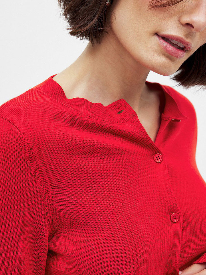 Áo cardigan dệt kim nữ cổ tròn tay dài mỏng nhẹ mặc trong — kaki, màu xanh hải quân chi tiết 12
