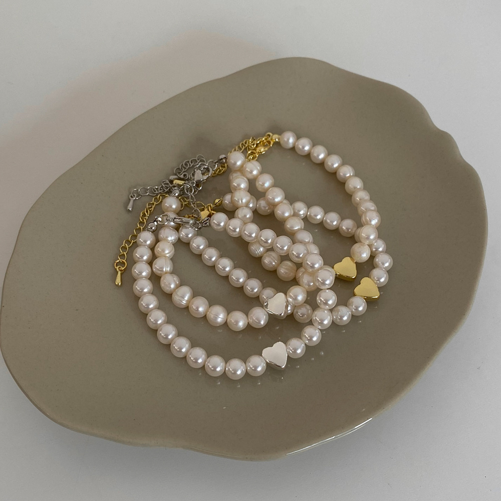 12g Weight Copper Pendant Material Bracelets Classification Copper Chain Material Modern Style Heart Shape Freshwater Pearl Bracelets