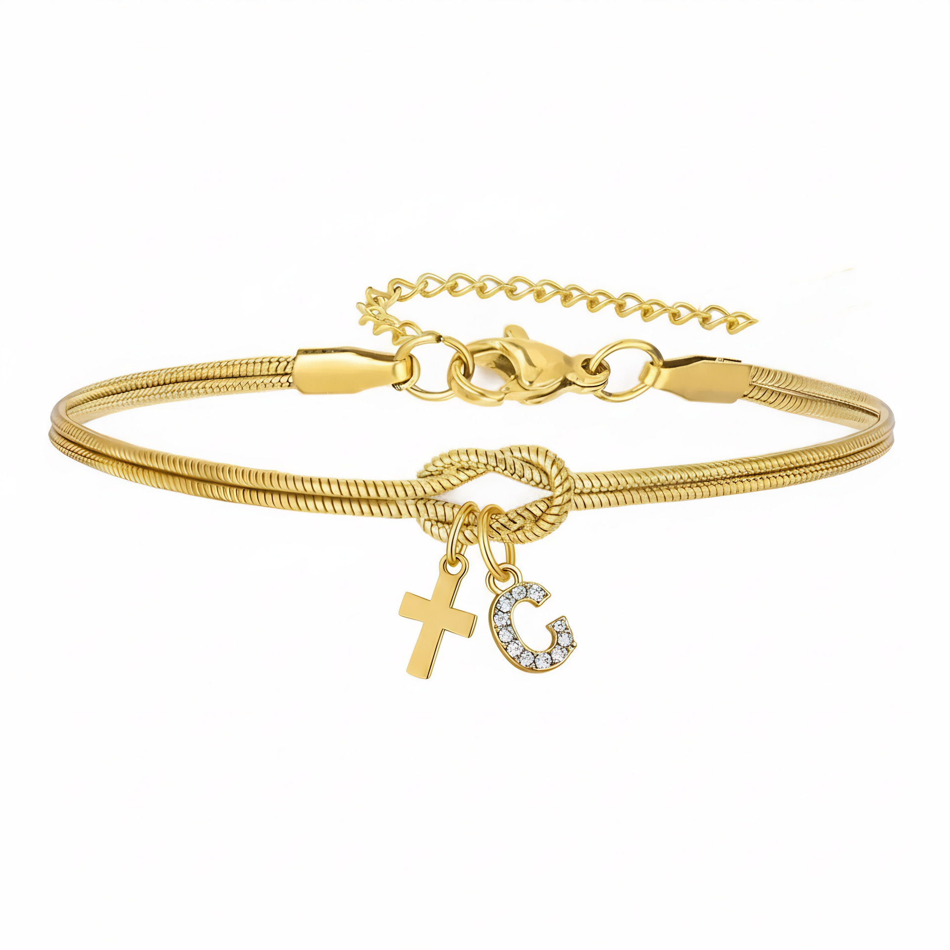 Concentric Knot Snake Bone Bracelet With Diamonds For Women_voghion.com