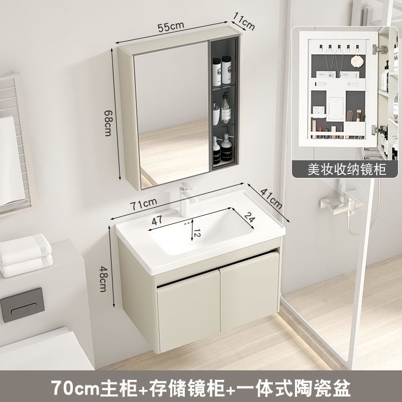 41 ancho de acero inoxidable gabinete de baño de cerámica cuenca integrada pequeño apartamento baño lavabo combinación