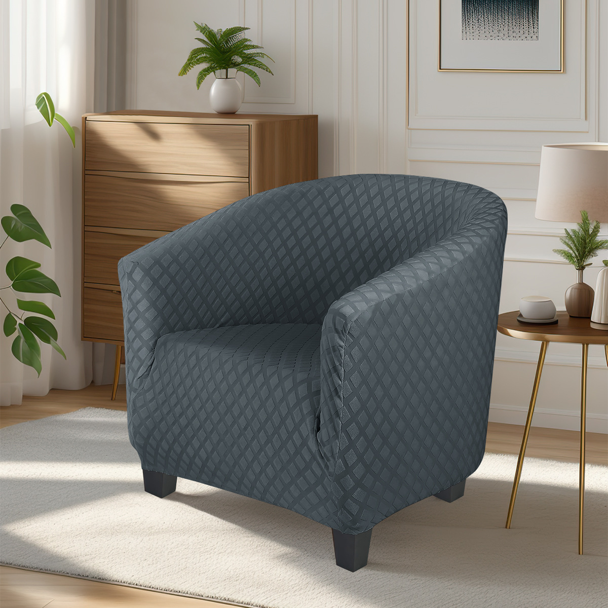 Amazon Jacquard transfronterizo diamante unido bañera sofá cubierta elástica tejido sólido fabricante de cubierta de sofá único