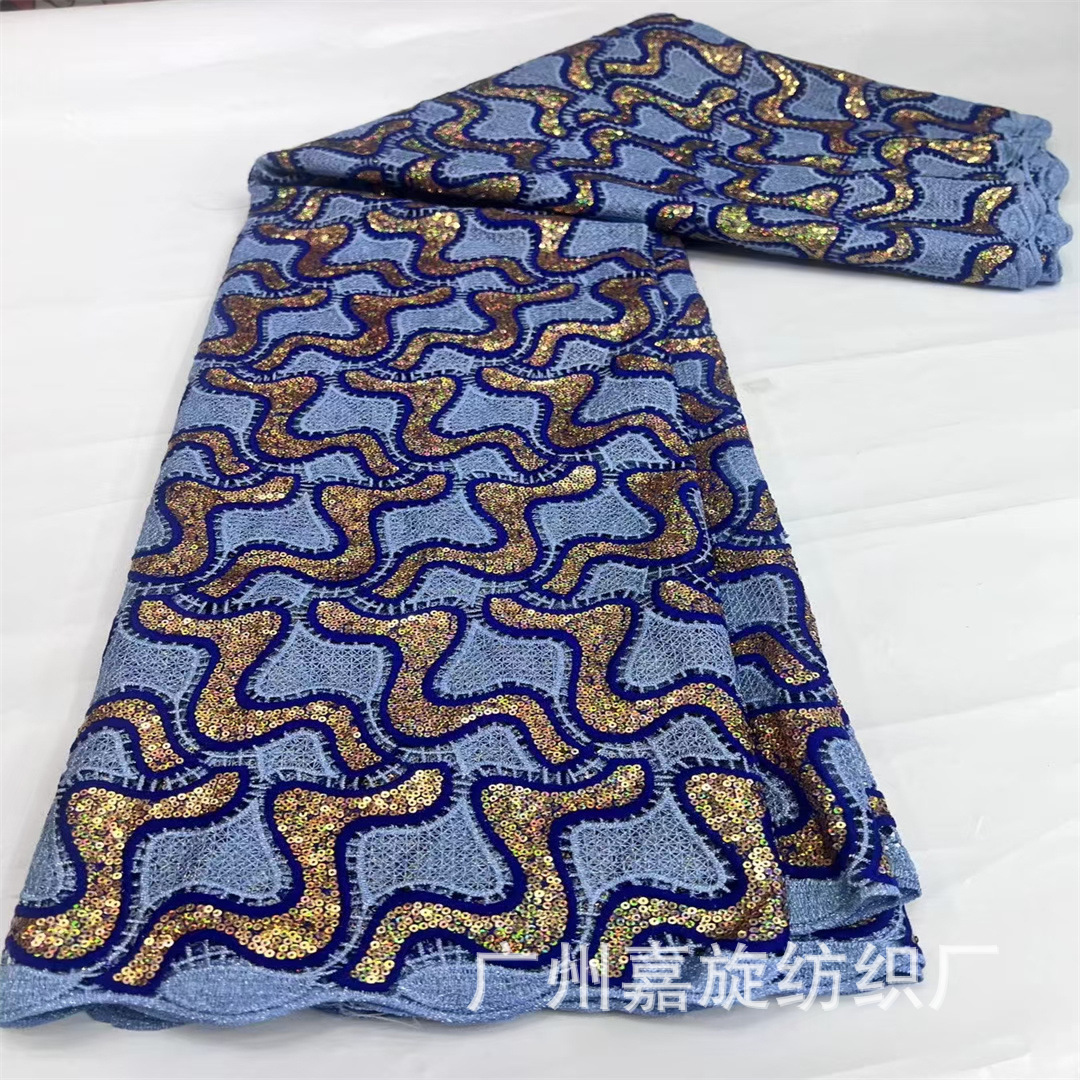 Inventario de agua bordada sequinilla tela de encaje vestido africano moda cheongsam tela de encaje encaje africano