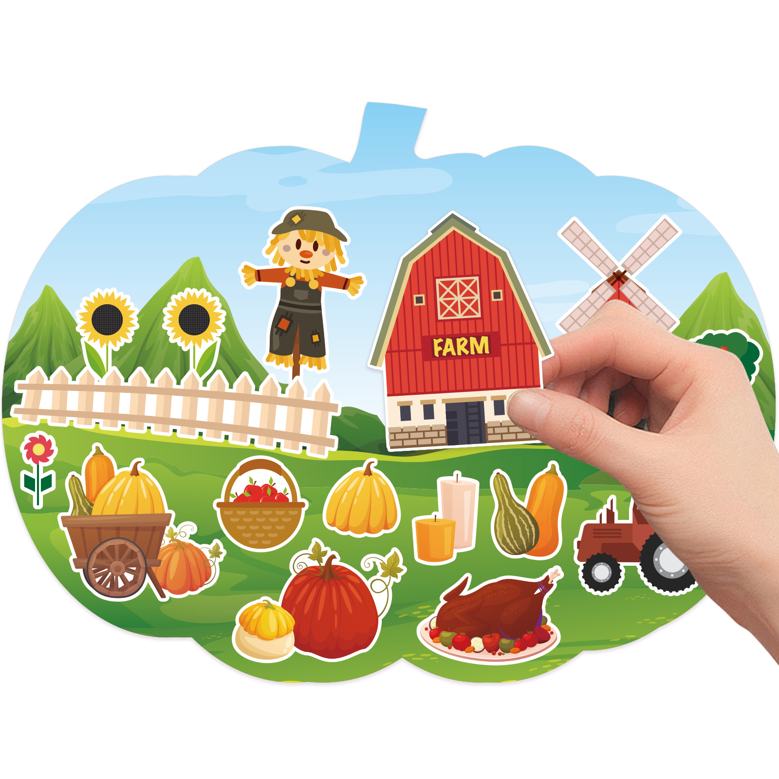 Pegatinas Decorativas de Dibujos Animados Papel Artesanal DIY para Acción de Gracias