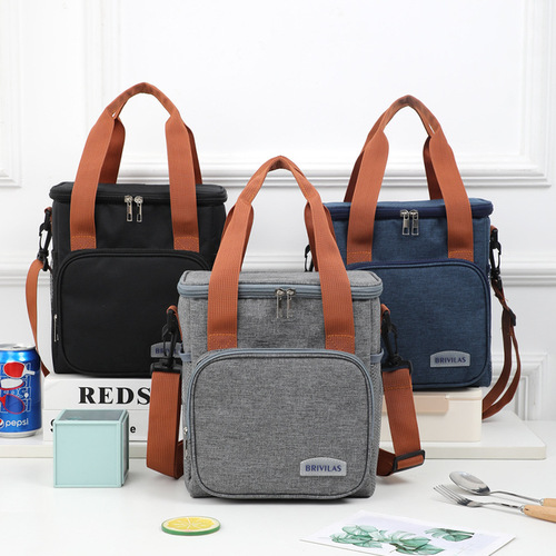 Korean version of thickened round ice pack lunch bag, heightened square insulated bag, portable lunch box bag, outdoor fresh-keeping lunch bag