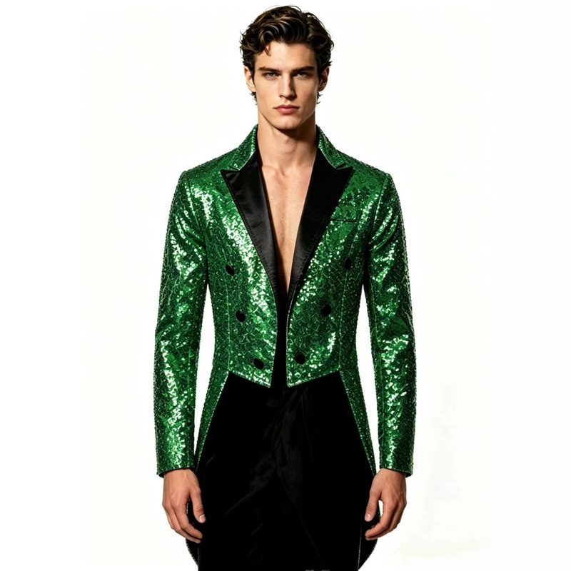 Amazon cross-border foreign trade men's tuxedo jacket for banquets, nightclub performances, sequined fashion design men's coat Amazon cross-border foreign trade men's tuxedo jacket for banquets, nightclub performances, sequined fashion design men's coat