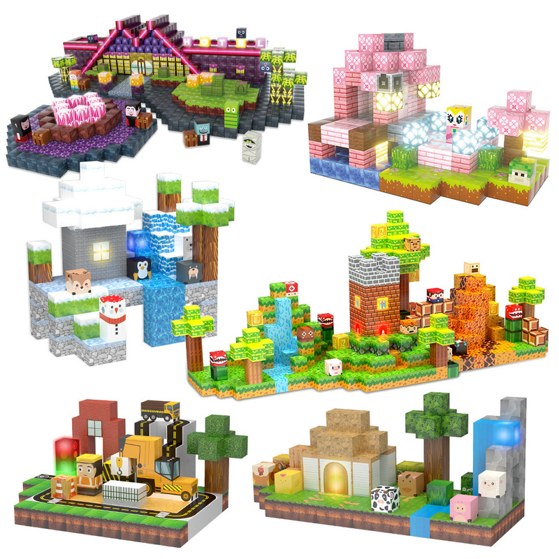 Factory supply 30 light magnetic building blocks suit children's puzzle assembled magnetic squares Amazon best selling