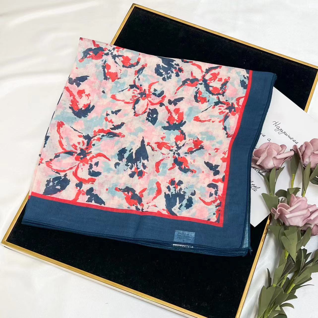 60g Weight Kerchief Classification Daily Occasion cotton and linen Material Flower Pattern Summer Season Women's Gender IG Style Style Women's IG Style Flower Cotton And Linen Kerchief 70