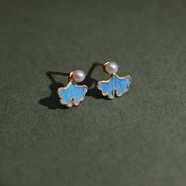 热销S999足银点翠底胎耳钉天然珍珠玛瑙百搭耳饰胎底非遗手工制作