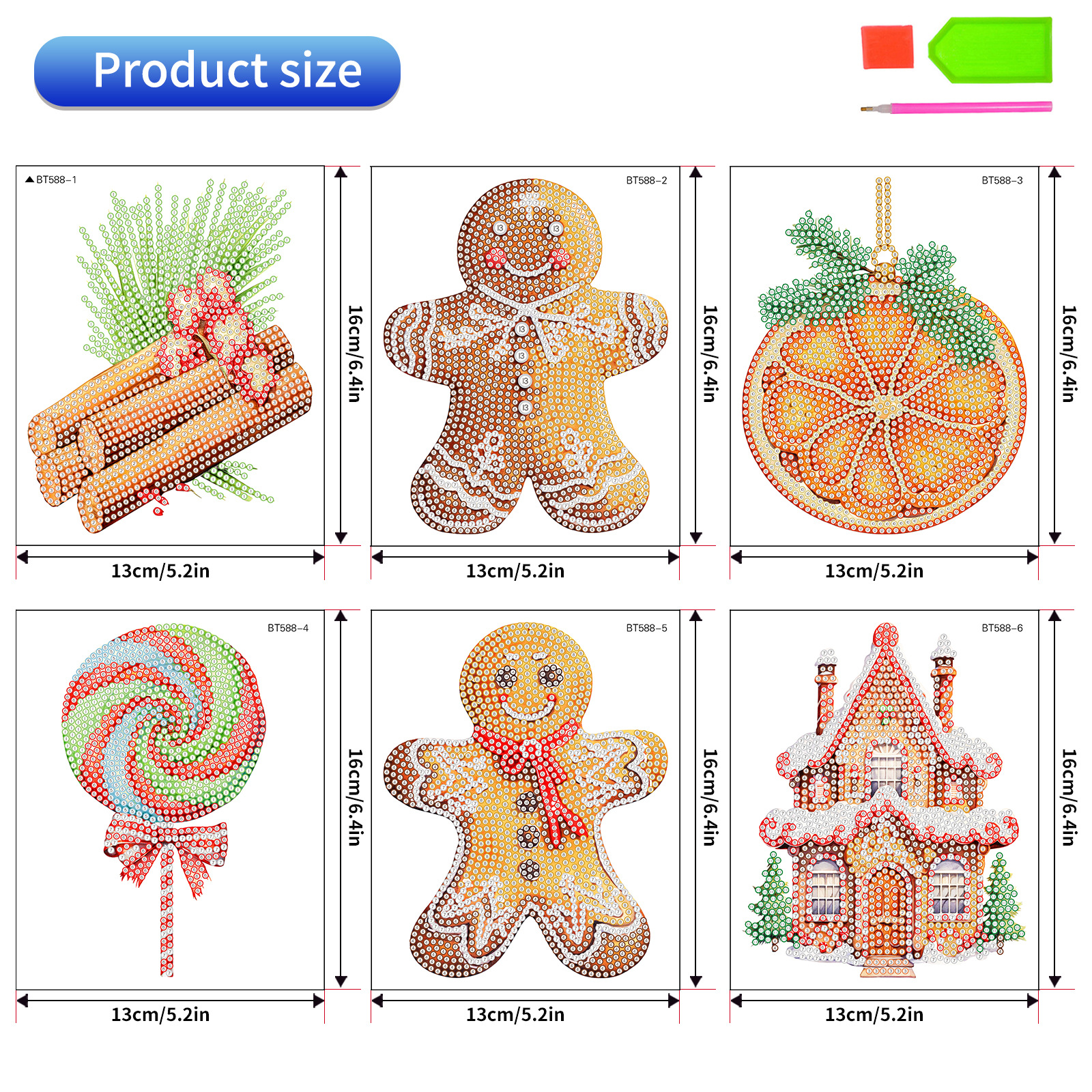 Nuevos productos Dibujos animados Galletas navideñas Gente Pintura de diamantes Pegatinas al azar Pegatinas de bricolaje Pegatinas de ventana Artesanías de cristal para niños Diamantes brillantes
