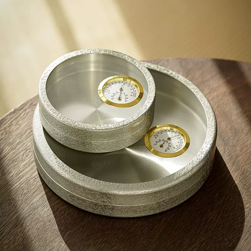 厂家定制纯锡茶叶罐茶饼盒专利设计可视化温湿度密封罐