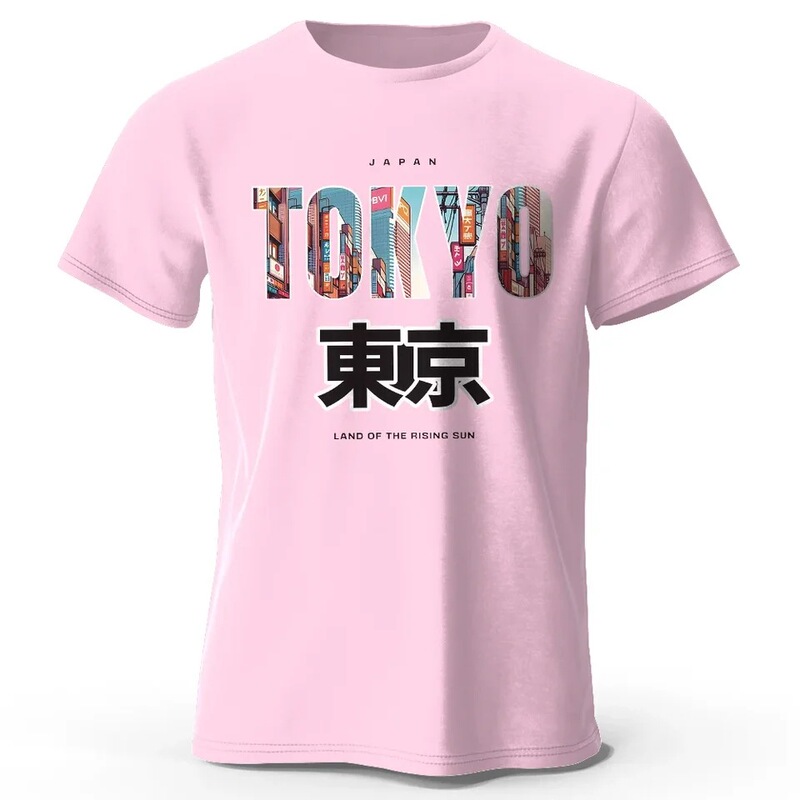 Tokyo Print Fashion Forward Pure Cotton T-Shirt, Ultra-Soft Round Neck Short Sleeve T-Shirt Cross-Border Trend Brand Tokyo Print Fashion Forward Pure Cotton T-Shirt, Ultra-Soft Round Neck Short Sleeve T-Shirt Cross-Border Trend Brand