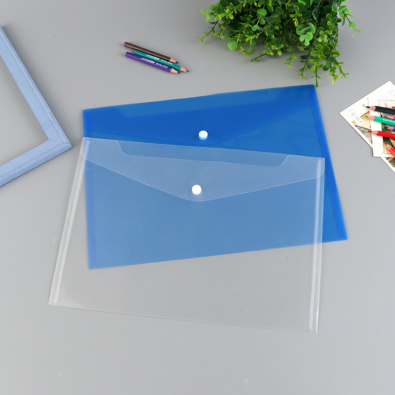 PP bolsa de archivos de hebilla gruesa transparente A4 papel de prueba de estudiantes almacenamiento bolsa de archivos de publicidad impermeable de gran capacidad