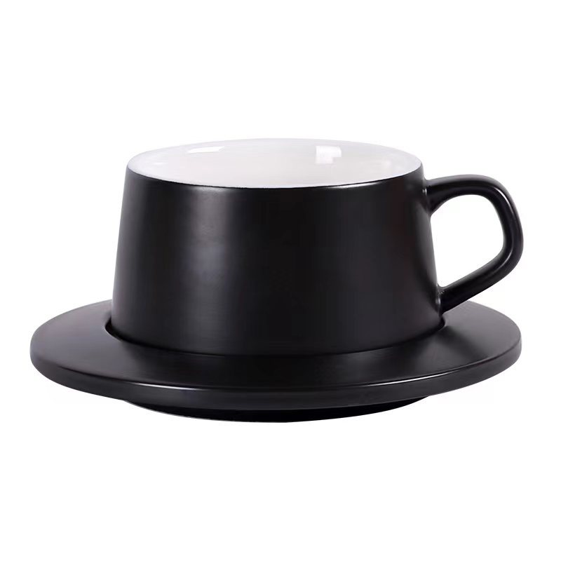 Negro mate - taza de café - 1 taza y 1 plato sin cuchara