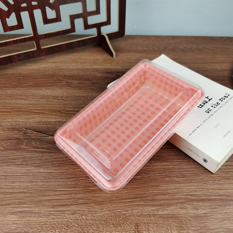 Vintage caja de pastel tiramisú pequeño postre embalaje transparente Red rojo pintado a mano Plaid Bento caja de picnic hornear