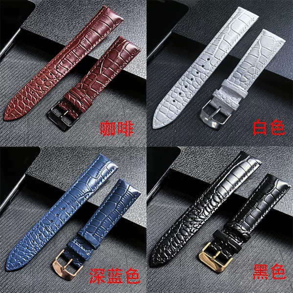 Factory Wholesale Handmade Textured Leather Watch Straps Suitable for Dw Watches, Lizard Pattern Men's and Women's Watch Straps, Multiple Colors and Sizes