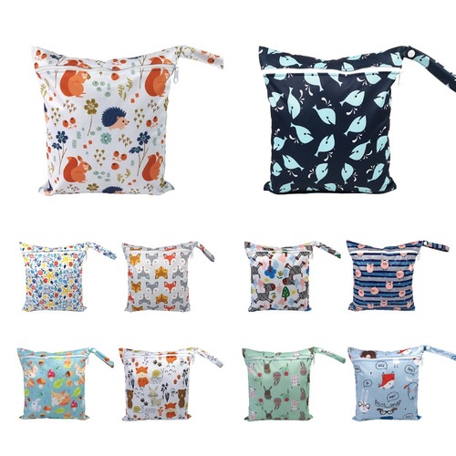 SGS-certified overseas e-commerce new cartoon pattern infant diaper bag washable bag wet bag storage bag