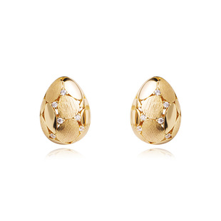 Retro High-End Accessible Luxury 2024 New Small Gold Egg Ear Clips for Women 925 Silver Fashion Versatile Earrings Silk Wholesale for Women