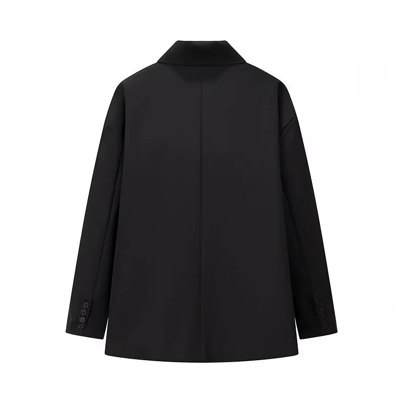 Loose-Fit Women's Blazer, Classic European City Western Style Jacket, S–L, Black/Gray/Khaki