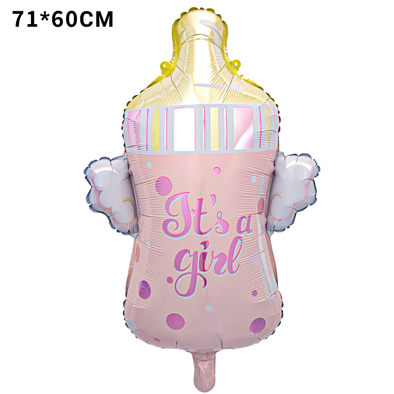 Nuevo chupete grande de forma especial transfronterizo, película de aluminio para bebés, globo, biberón, decoración de cumpleaños para bebés, revelación de género