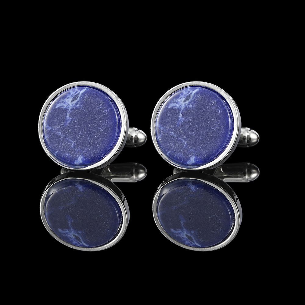 Hochwertige französische Manschettenknöpfe mit blauem Muster, Manschettenknöpfe aus Legierung, Retro-Muschelmanschetten, Business-Herrenhemdknöpfe auf Lager_voghion.com