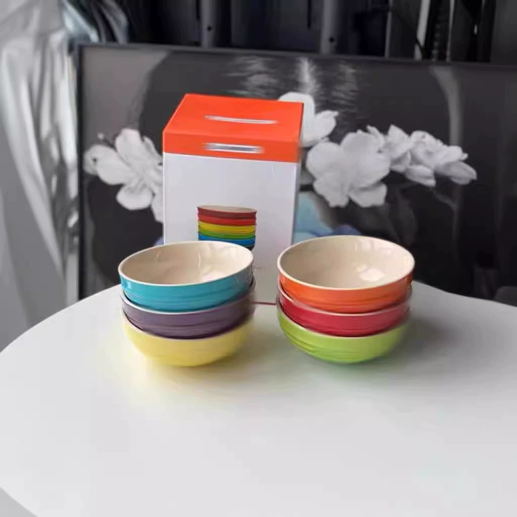 Радуга 6-дюймовая миска для лапши Интернет-знаменитости Миска для еды Высокое значение цвета Эмаль Рамен Чаша 15 см Чаша для риса Салатник Чаша для приготовления пищи