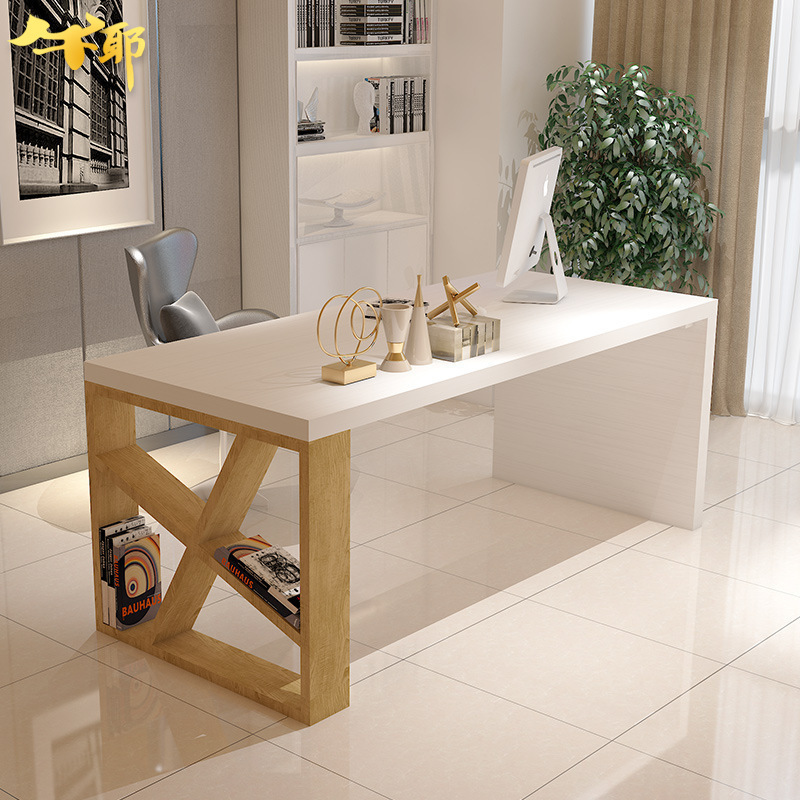 Nordic Simple Solid Wood Laptop Desk Rectangular Company Office Desk Personalized Log Writing Desk